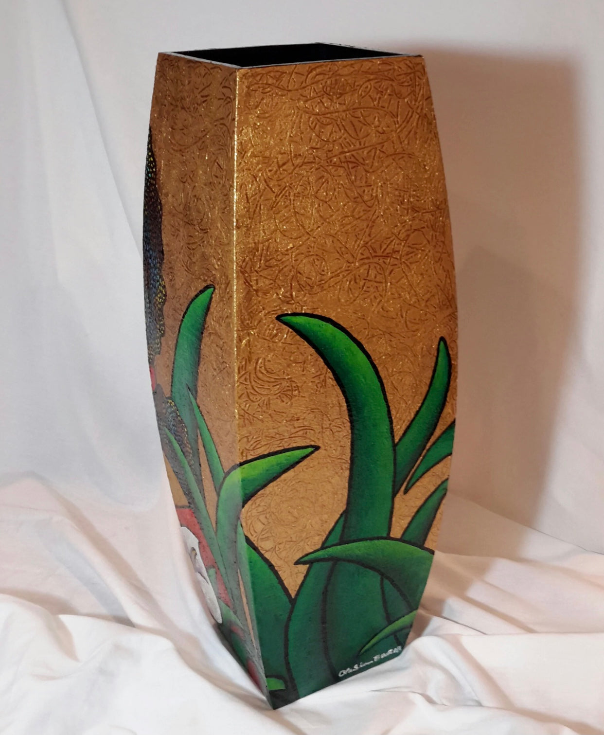 Hand Painted Wooden Vase # 8