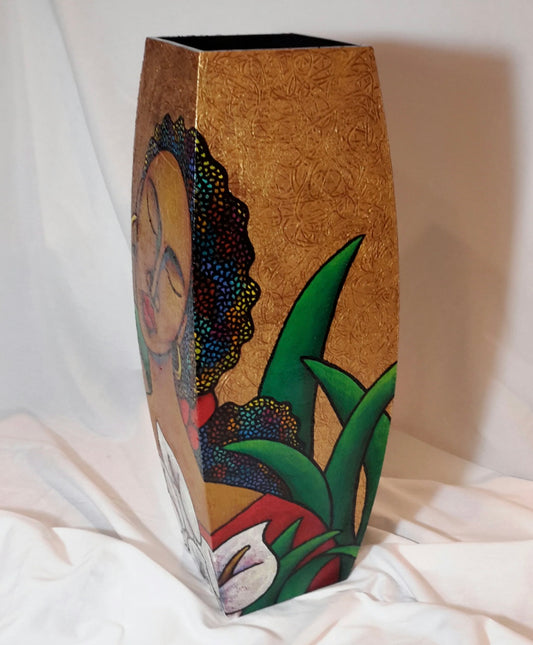 Hand Painted Wooden Vase # 8