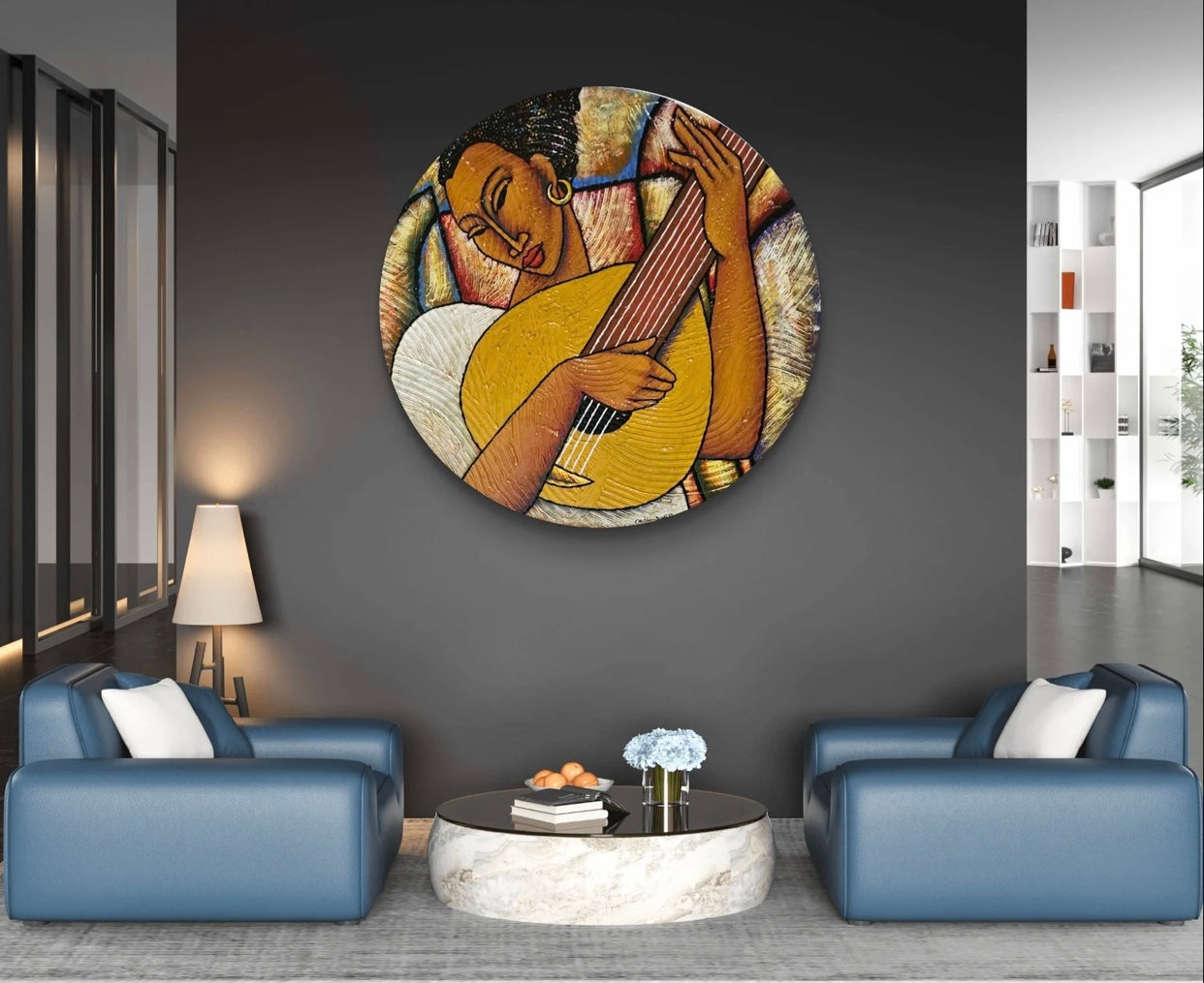 Sweet Rhythm #6 Hand Painted Original Decorative Bamboo Charger