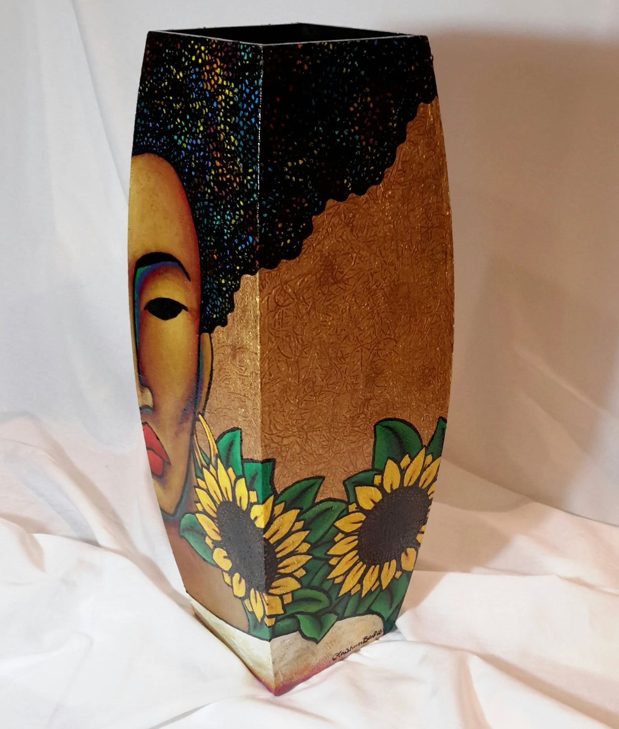 Hand Painted Wooden Vase #10