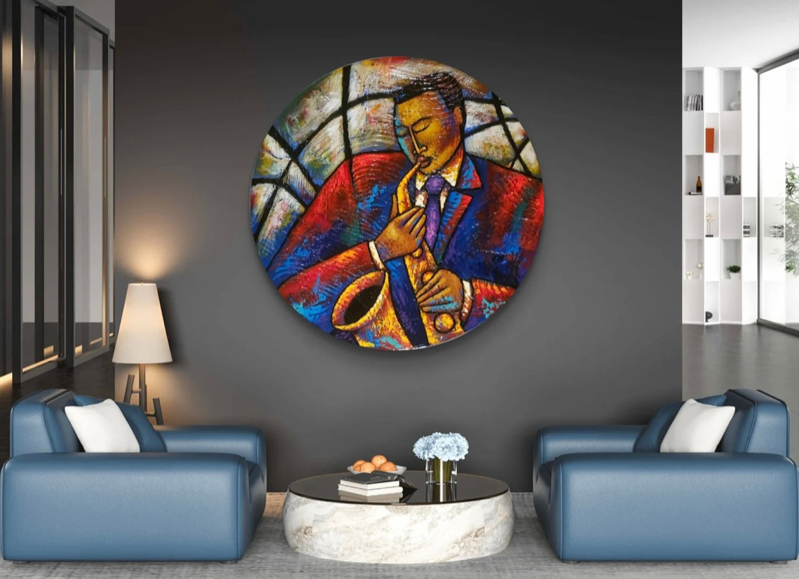 Smooth Rhythm #5 Hand Painted Original Decorative Bamboo Charger