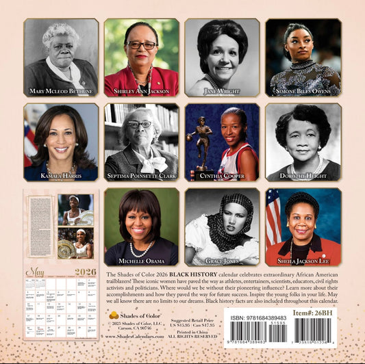 Phenomenal African American Women 2026 Wall Calendar