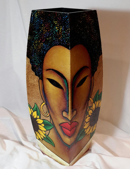 Hand Painted Wooden Vase #10