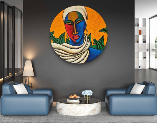 Colored Girl #24 Hand Painted Original Decorative Bamboo Charger