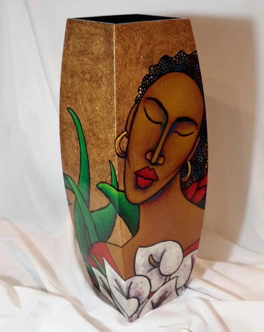 Hand Painted Wooden Vase # 8