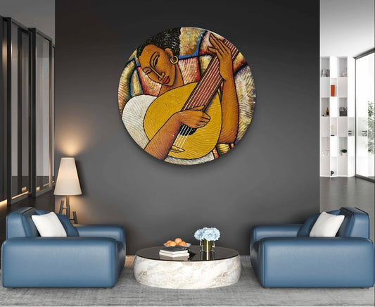 Sweet Rhythm #6 Hand Painted Original Decorative Bamboo Charger