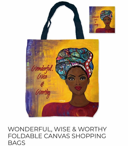 Wonderful, Wise & Worthy - Canvas Shopping Bag