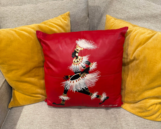 Lambskin Leather Pillow - Red