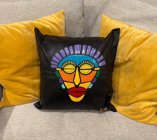 Lambskin Leather Pillow - Black